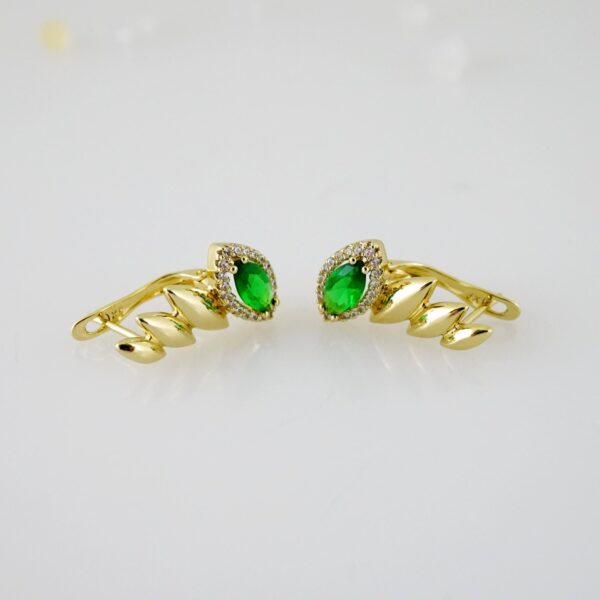 E2474 Earrings - Aretes - Zircon Stone - 14K Real Color