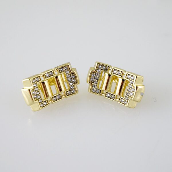 E2477 Earrings - Aretes - Zircon Stone - 14K Real Color