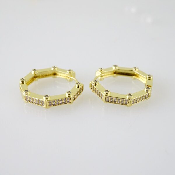 E2480 Earrings - Aretes - Zircon Stone - 14K Real Color