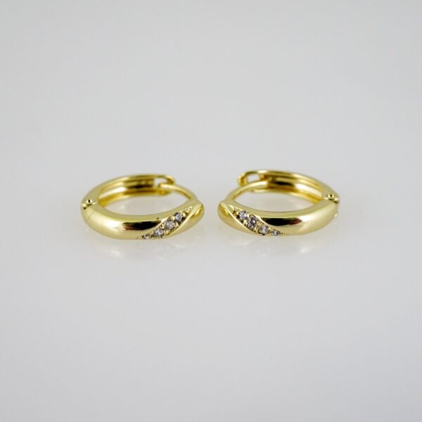 E2482 Earrings - Aretes - Zircon Stone - 14K Real Color