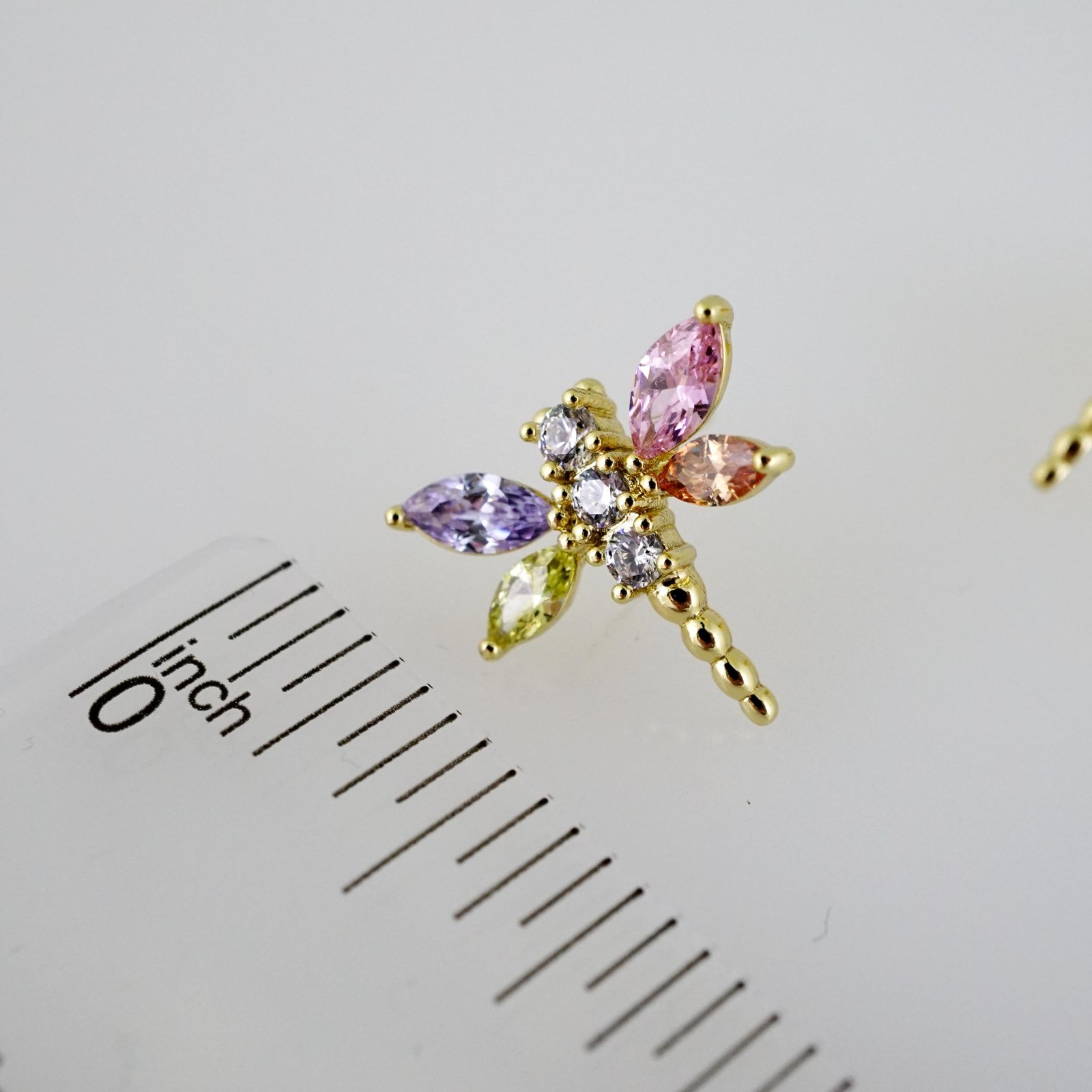 E2485 Earrings - Aretes - Zircon Stone - 14K Real Color - Image 3