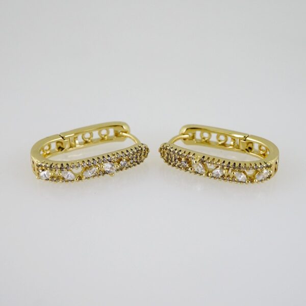 E2490 Earrings - Aretes - Zircon Stone - 14K Real Color