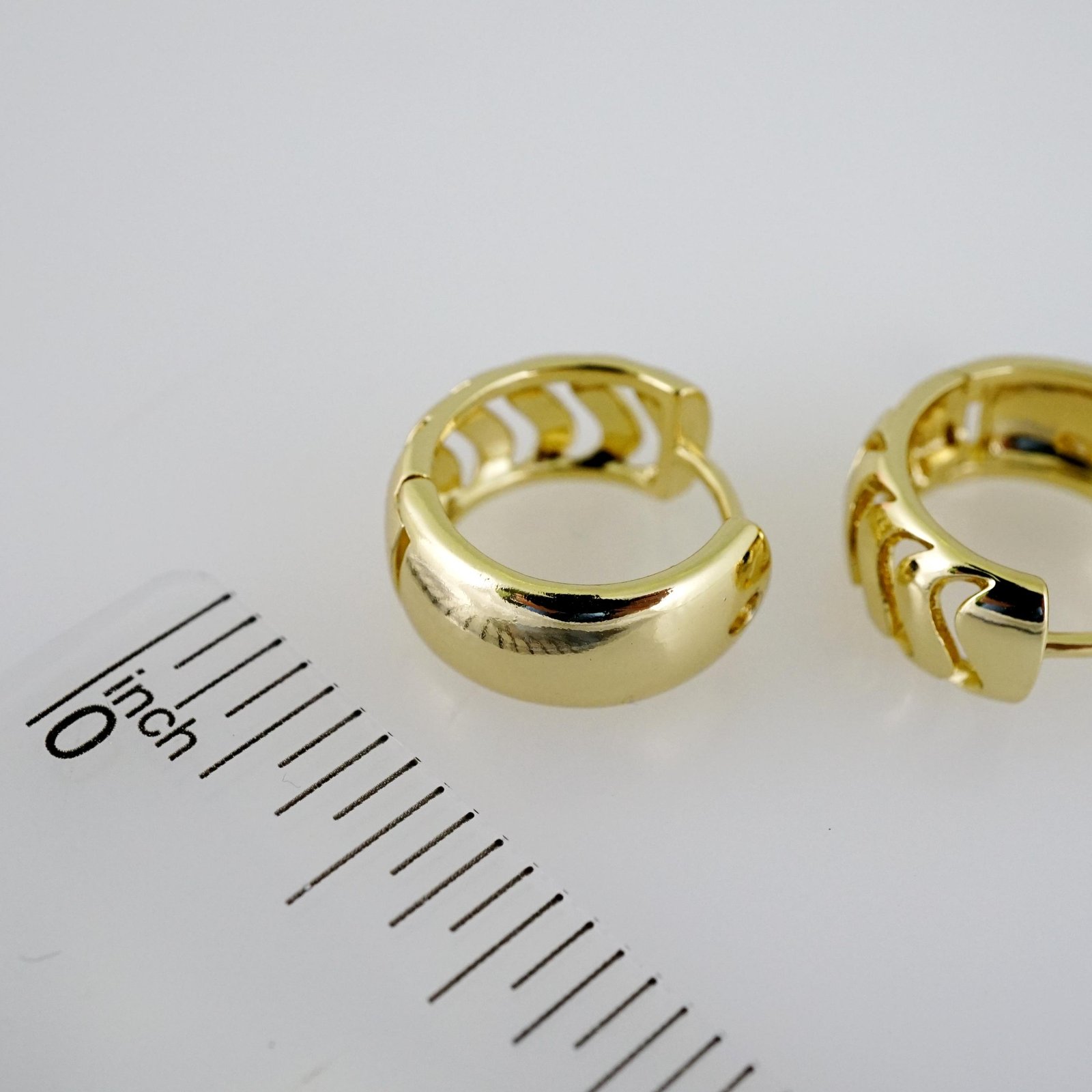 E2491 Earrings - Aretes - Plain - 14K Real Color - Image 3