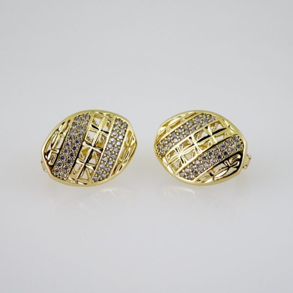 E2492 Earrings - Aretes - Zircon Stone - 14K Real Color