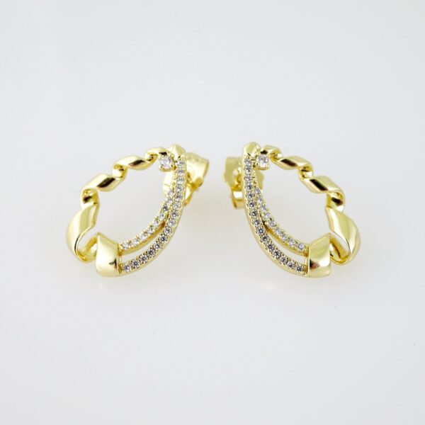 E2048 Earrings - Aretes - Zircon Stone - 14K Real Color