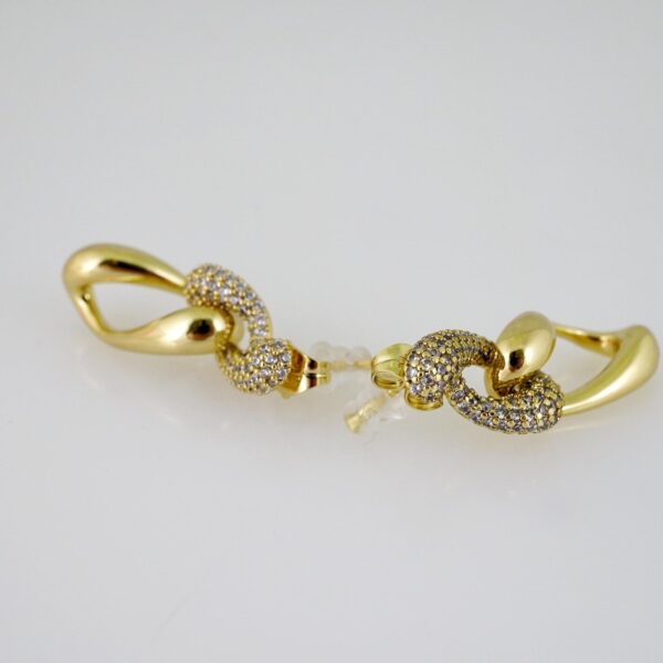 E2496 Earrings - Aretes - Zircon Stone - 14K Real Color