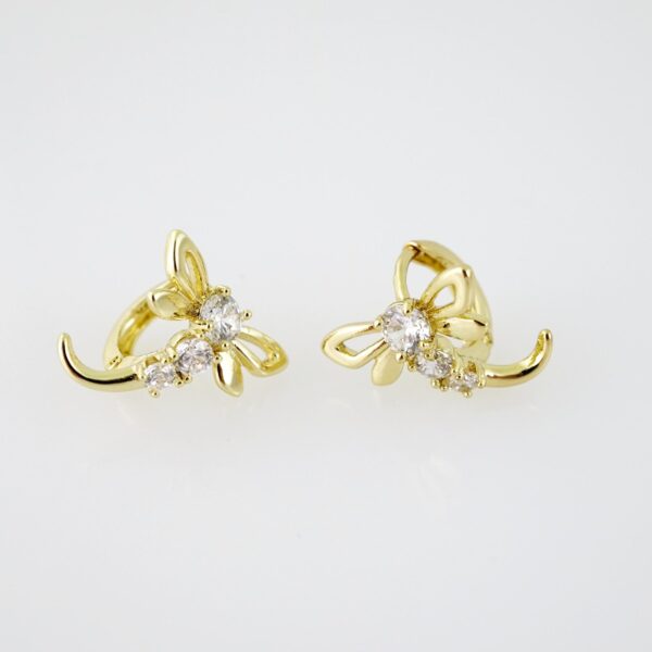 E2051 Earrings - Aretes - Zircon Stone - 14K Real Color