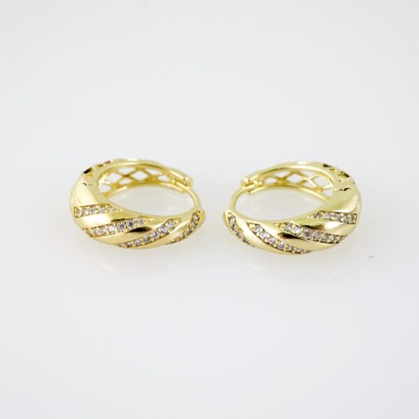 E2052 Earrings - Aretes - Zircon Stone - 14K Real Color