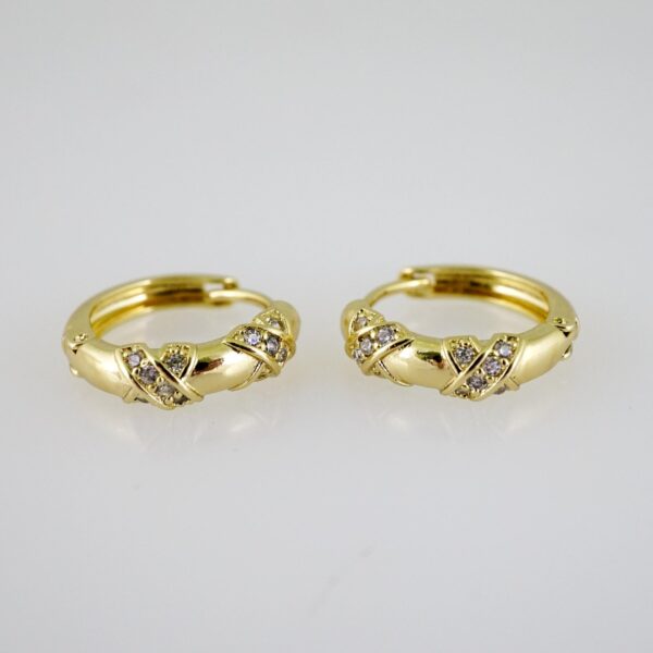E2503 Earrings - Aretes - Zircon Stone - 14K Real Color