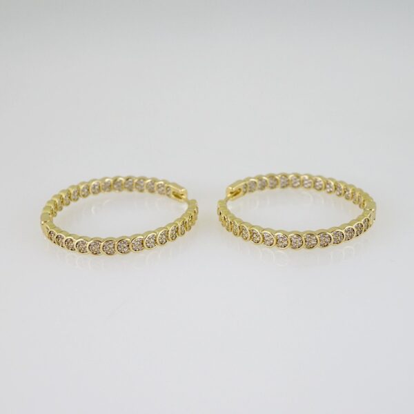 E2508 Earrings - Aretes - Zircon Stone - 14K Real Color