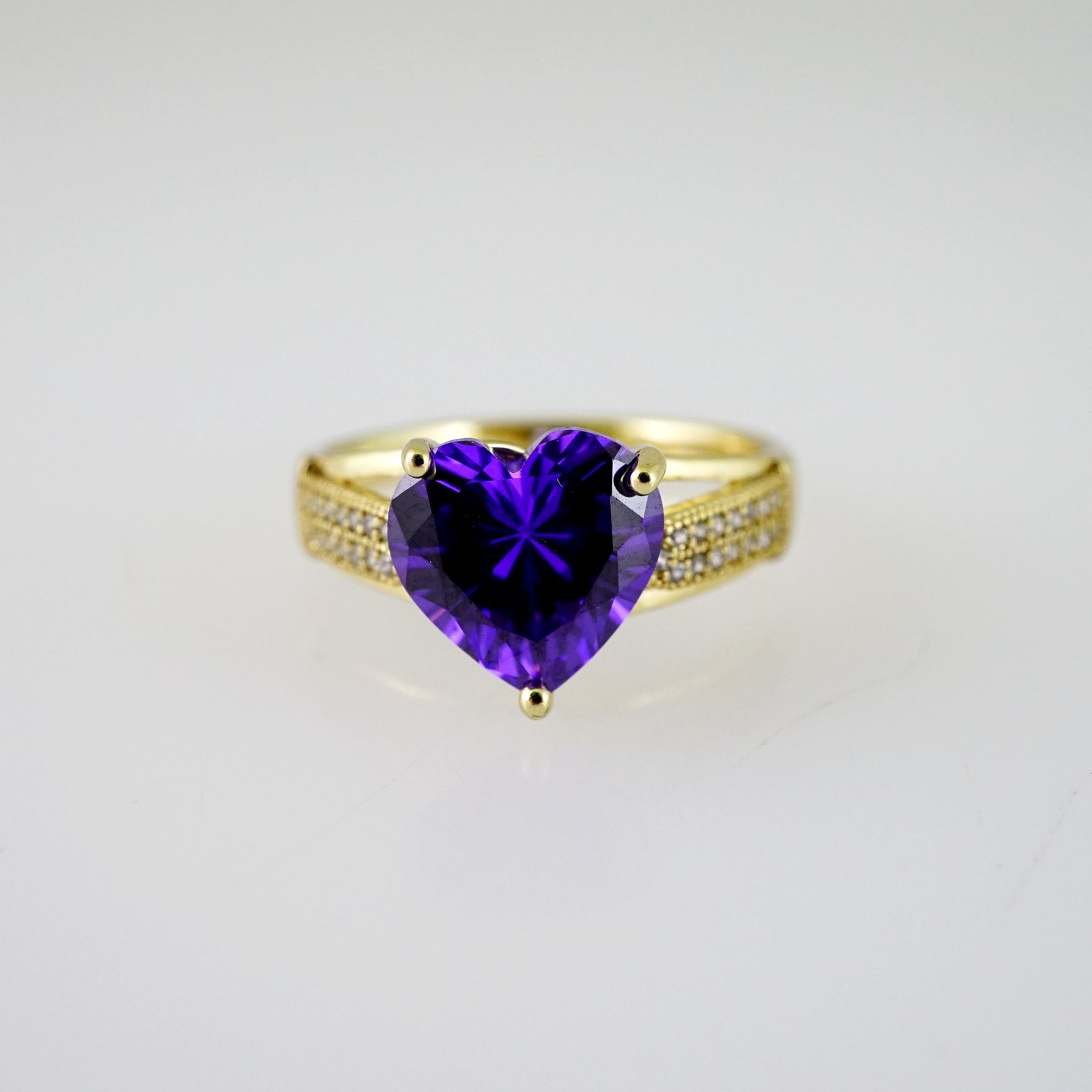R762 RING - ANILLO - Zircon Stone - 14K Real Color