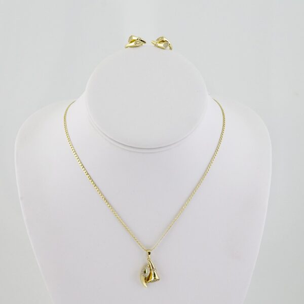 SET1538 Cadenas - Colgante - Aretes - Chain W - Pendants- Earrings - 14K Real Color - Zircon Stone - 2mmx45cm