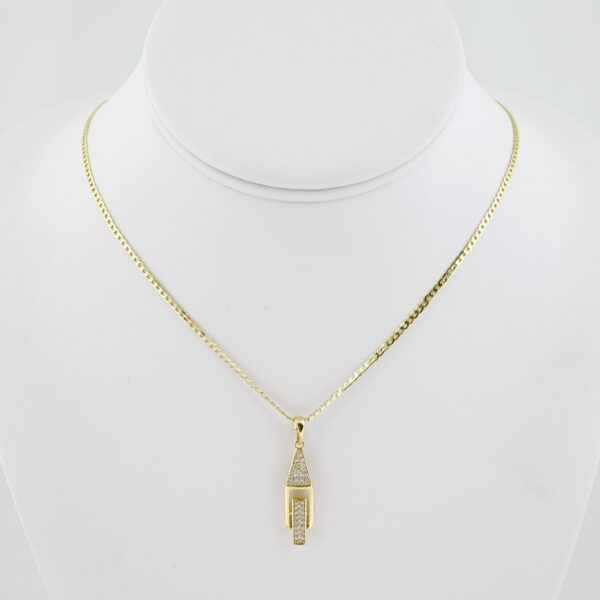 SET1539 Cadenas - Colgante - Manilla - Aretes - Chain W - Pendants- Earrings Bracelet - 14K Real Color - Zircon Stone - 2mmx45cm