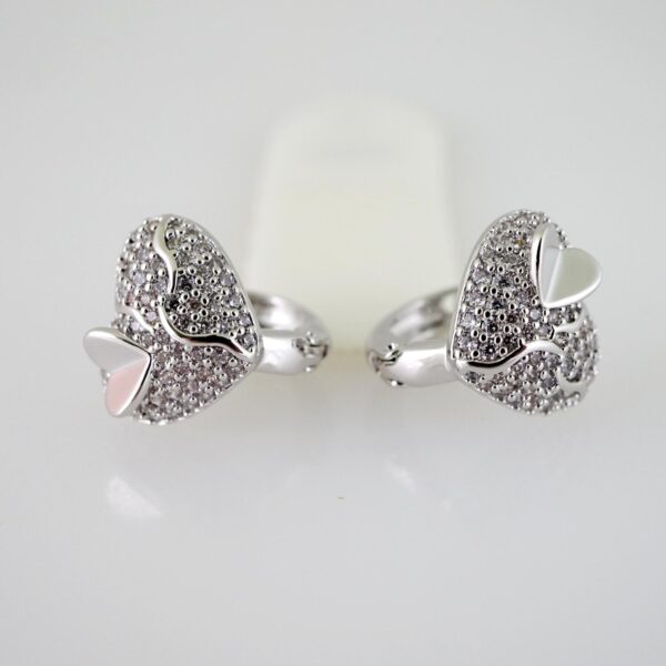 E2500 Earrings - Aretes - Zircon Stone - Silver Color