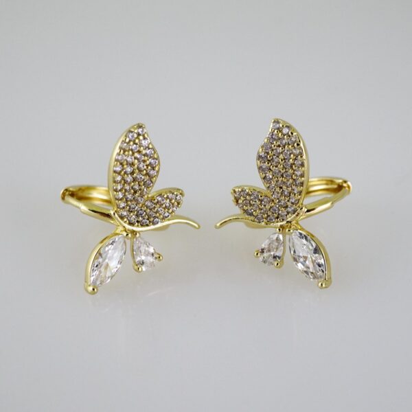 E2511 Earrings - Aretes - Zircon Stone - 14K Real Color