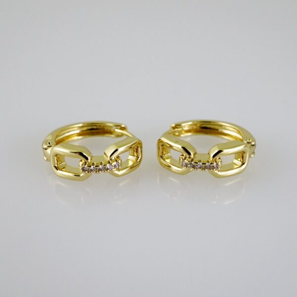 E2518 Earrings - Aretes - Zircon Stone - 14K Real Color