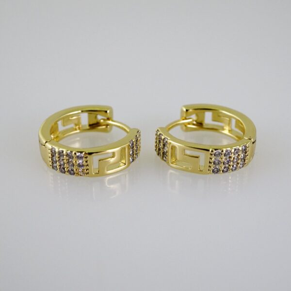 E2519 Earrings - Aretes - Zircon Stone - 14K Real Color