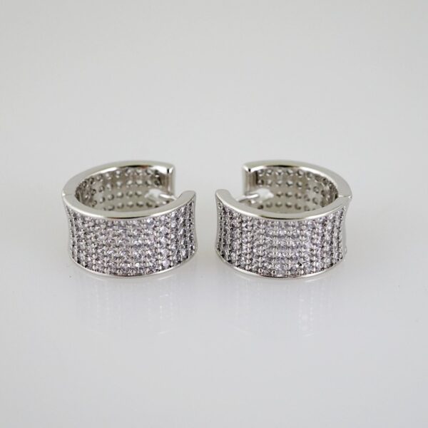 E2520 Earrings - Aretes - Zircon Stone - Silver Color