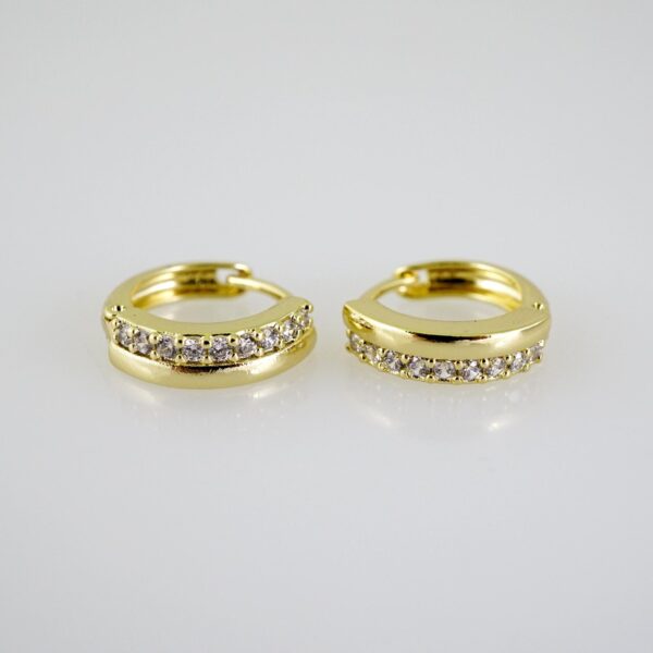 E2522 Earrings - Aretes - Zircon Stone - 14K Real Color