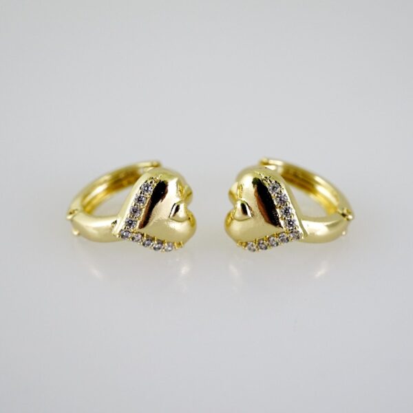 E2521 Earrings - Aretes - Zircon Stone - 14K Real Color