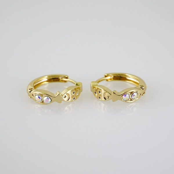 E2523 Earrings - Aretes - Zircon Stone - 14K Real Color