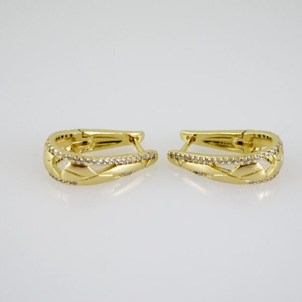 E2527 Earrings - Aretes - Zircon Stone - 14K Real Color