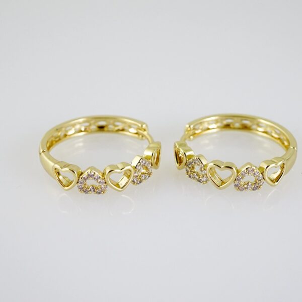E2531 Earrings - Aretes - Zircon Stone - 14K Real Color