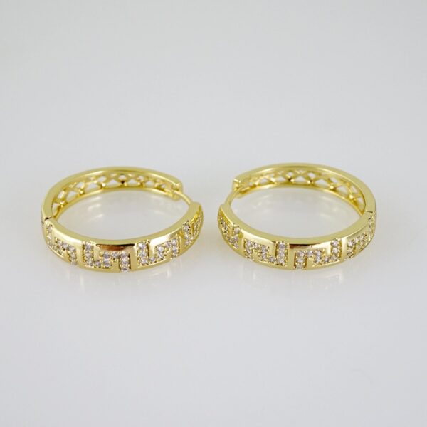 E2539 Earrings - Aretes - Zircon Stone - 14K Real Color