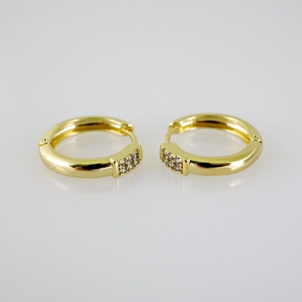 E2543 Earrings - Aretes - Zircon Stone - 14K Real Color