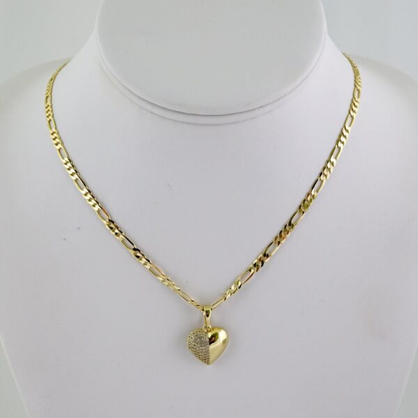 SET1754 Cadenas - Colgante -  Chain W - Pendants - 14K Real Color - Zircon Stone - 3mmX50cm Figaro