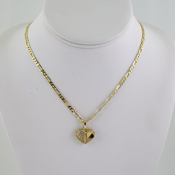 SET1756 Cadenas - Colgante -  Chain W - Pendants - 14K Real Color - Zircon Stone - 3mmX50cm Figaro