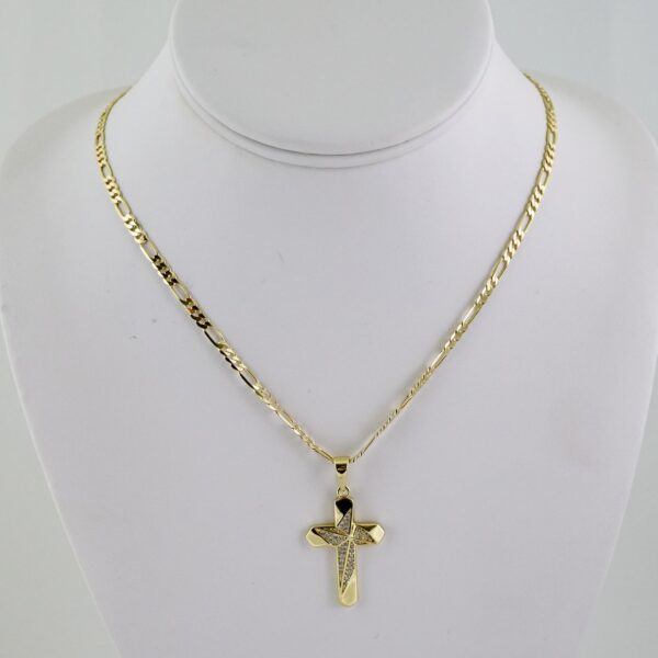 SET1757 Cadenas - Colgante -  Chain W - Pendants - 14K Real Color - Zircon Stone - 3mmX60cm Figaro