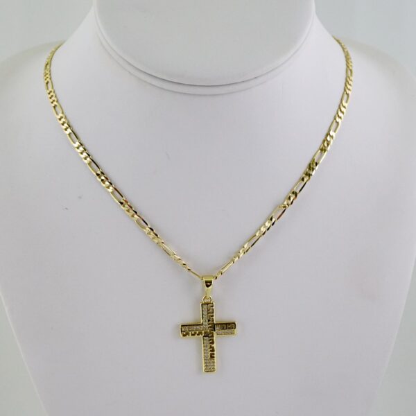SET1763 Cadenas - Colgante -  Chain W - Pendants - 14K Real Color - Zircon Stone - 3mmX60cm Figaro