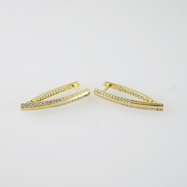 E2066 Earrings - Aretes - Zircon Stone - 14K Real Color