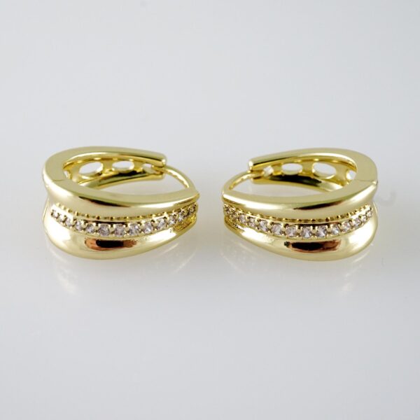 E2068 Earrings - Aretes - Zircon Stone - 14K Real Color