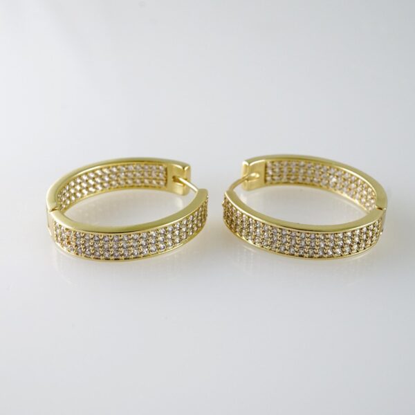 E2073 Earrings - Aretes - Zircon Stone - 14K Real Color