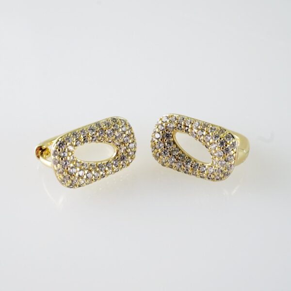 E2075 Earrings - Aretes - Zircon Stone - 14K Real Color