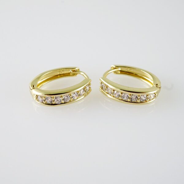 E2077 Earrings - Aretes - Zircon Stone - 14K Real Color
