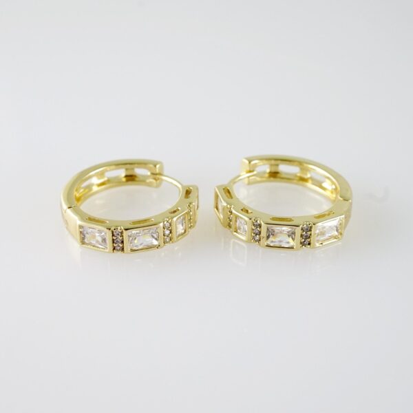 E2078 Earrings - Aretes - Zircon Stone - 14K Real Color