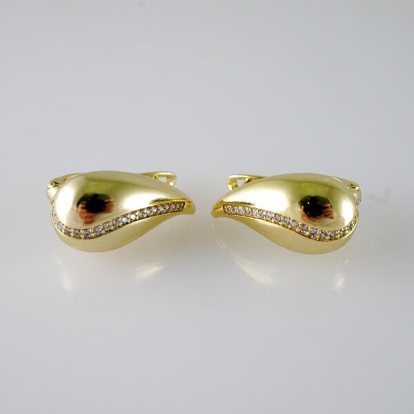 E2079 Earrings - Aretes - Zircon Stone - 14K Real Color
