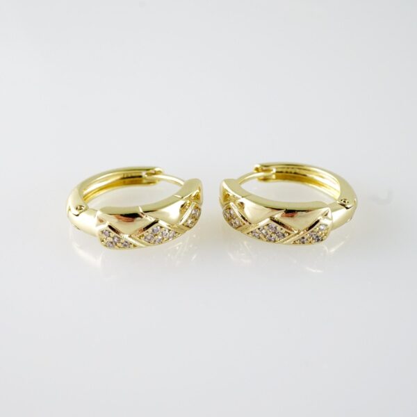 E2080 Earrings - Aretes - Zircon Stone - 14K Real Color