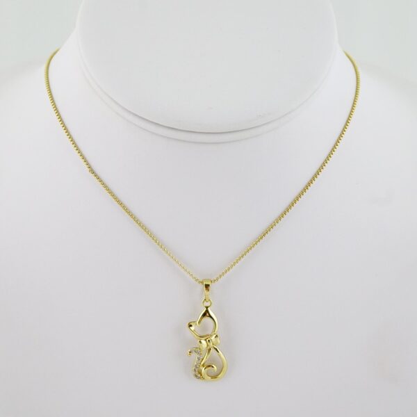 SET1565 Cadenas - Colgante - Aretes - Chain W - Pendants- Earrings - 14K Real Color - Zircon Stone - 2mmx45cm