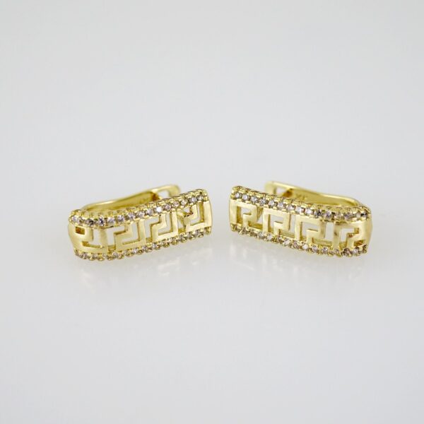E2547 Earrings - Aretes - Zircon Stone - 14K Real Color