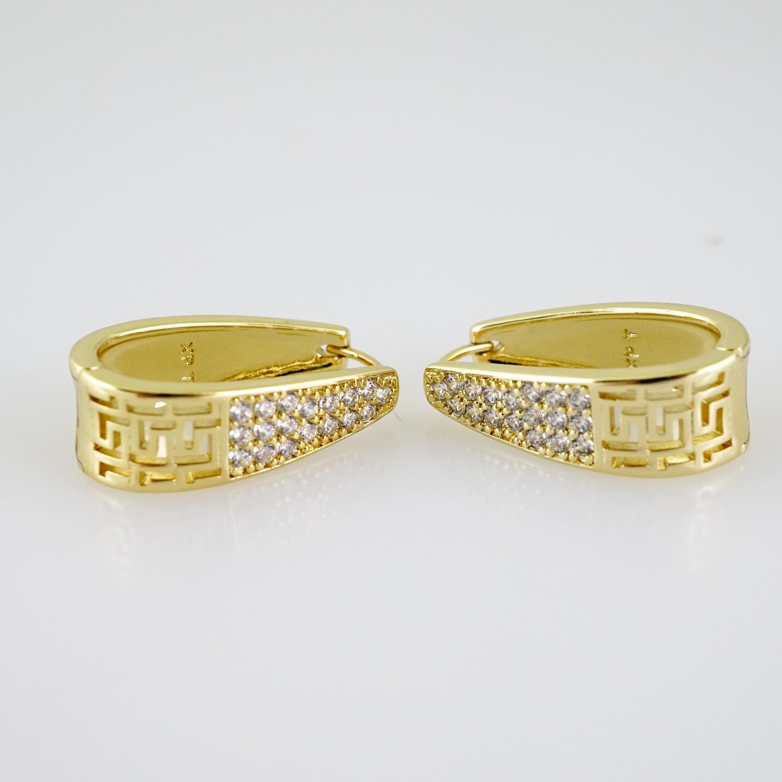 E2548 Earrings - Aretes - Zircon Stone - 14K Real Color