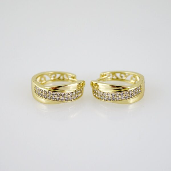 E2549 Earrings - Aretes - Zircon Stone - 14K Real Color