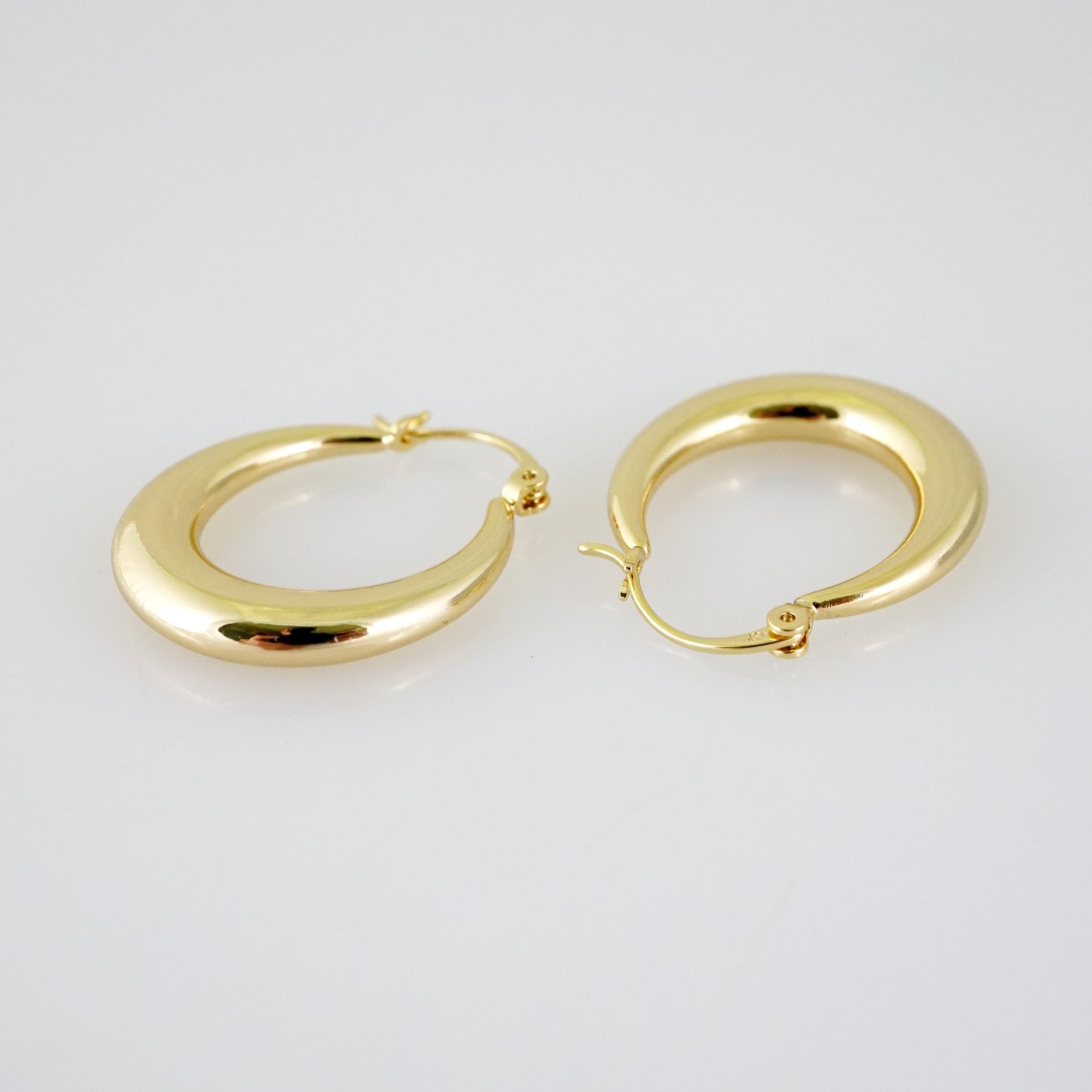 E2550 Earrings - Aretes - Plain - 14K Real Color - Image 2
