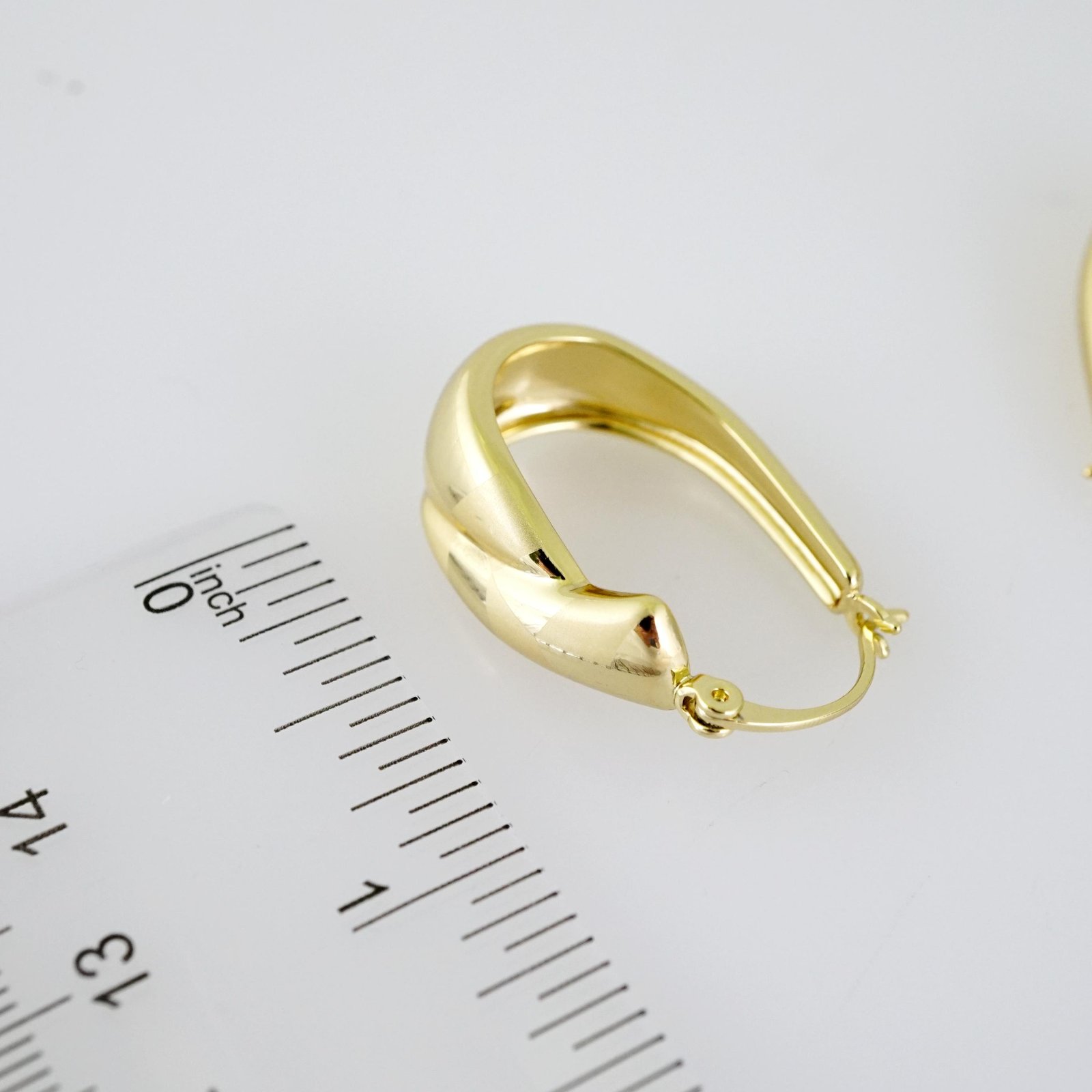 E2552 Earrings - Aretes - Plain - 14K Real Color - Image 3