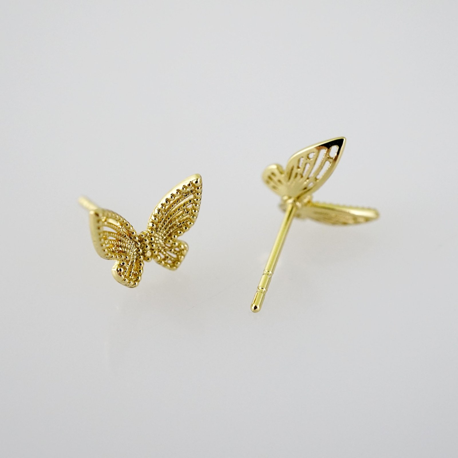 E2553 Earrings - Aretes - Plain - 14K Real Color - Image 2