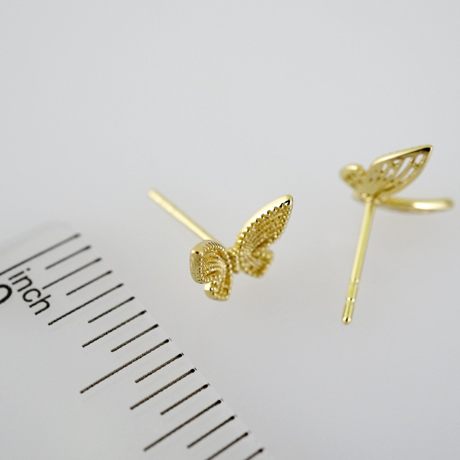 E2553 Earrings - Aretes - Plain - 14K Real Color - Image 3