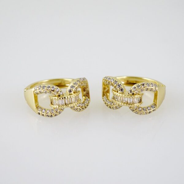 E2554 Earrings - Aretes - Zircon Stone - 14K Real Color